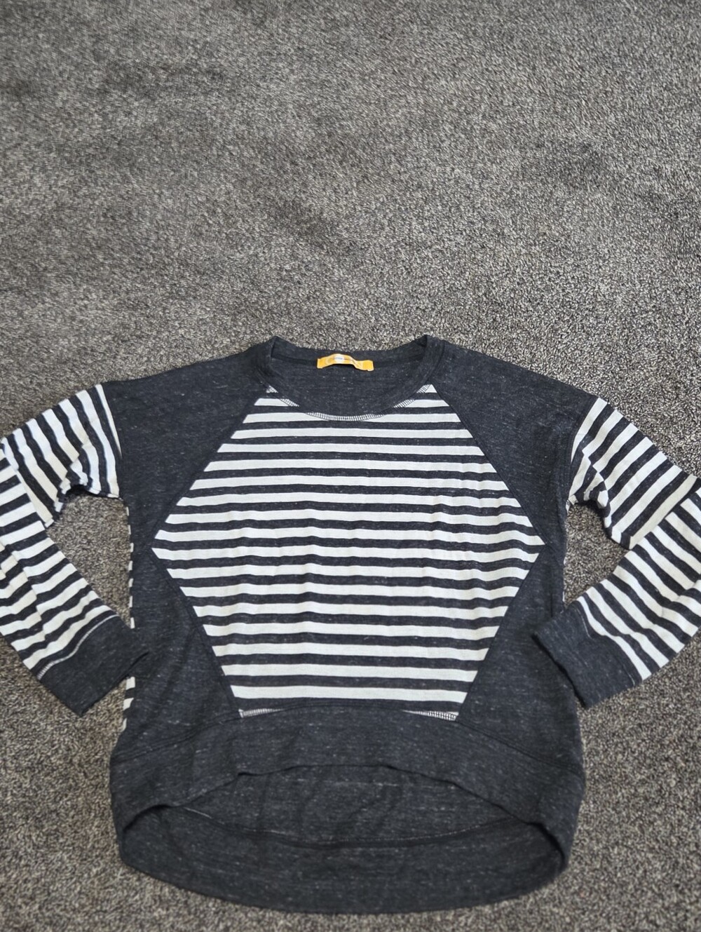 cotton innovation Soft boxy sweater s brandy gray white striped